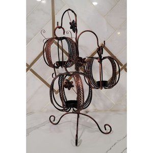 fall pumpkin tealight hanging tree metal harvest decor bronze color americana
